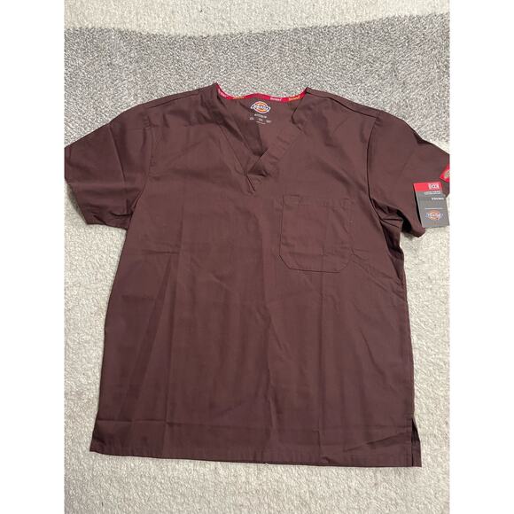 NWT Dickies Scrub Top Unisex Size Small EDS Signature V Neck Maroon ESP 83706 - Picture 1 of 10